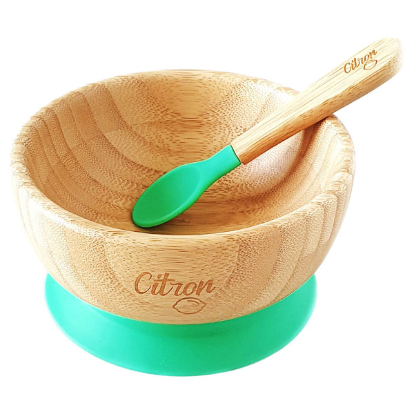 Citron Bamboo Bowl with Suction+Spoon 300ml