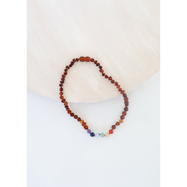 Canyon Leaf Baltic Amber Teething Necklace - Chakra Crystal 