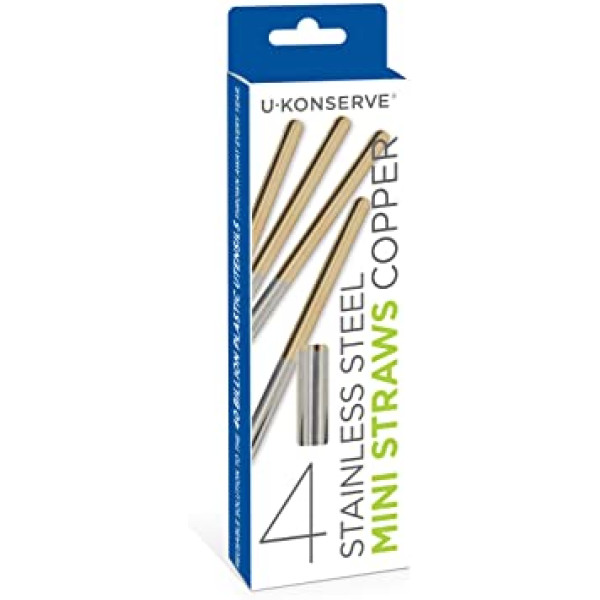 Ukonserve Stainless Steel Mini Straws 4pck - Copper