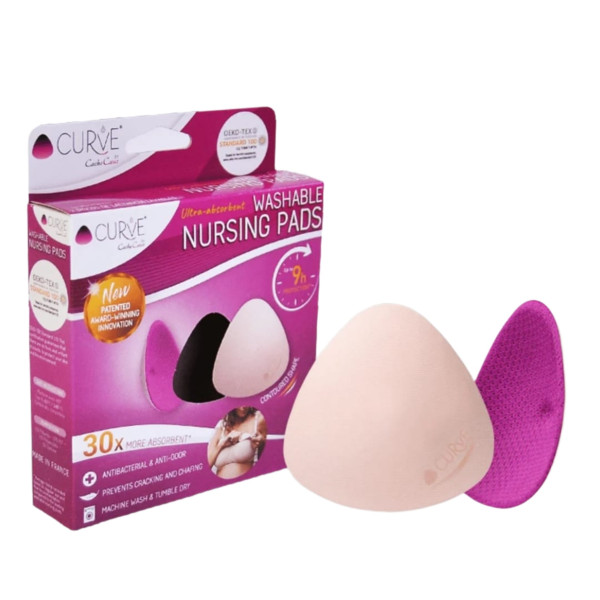 Curve Ultra-Absorbent Washable Nursing Pads Day - Fuchsia