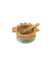 Citron Bamboo Shaped Bowl with Suction + Spoon