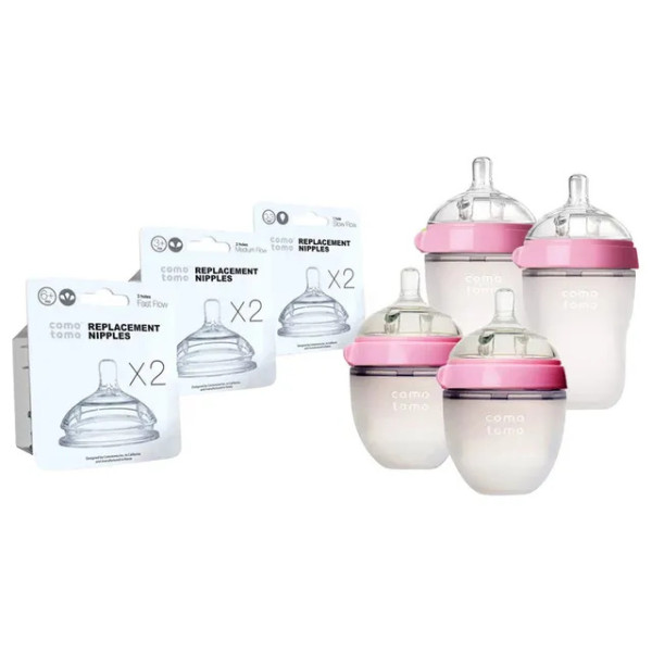 Comotomo Baby Bottle Bundle - Pink