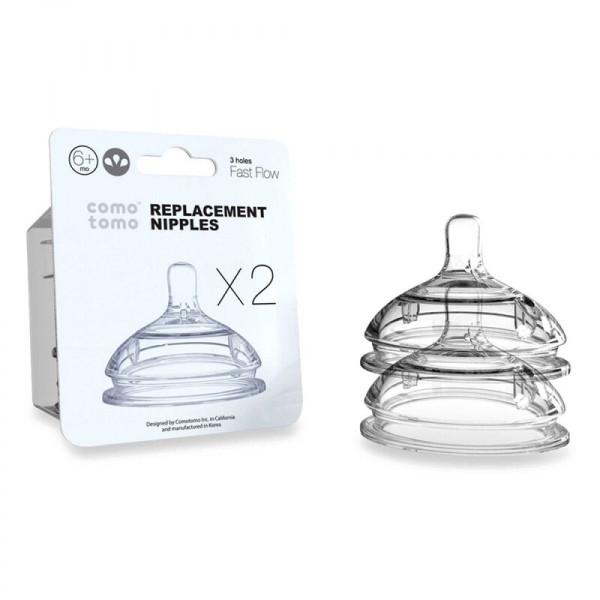 Comotomo Natural Silicone Teat 2pck - Fast Flow