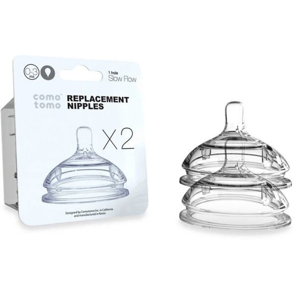 Comotomo Natural Silicone Teat 2pck - Slow Flow