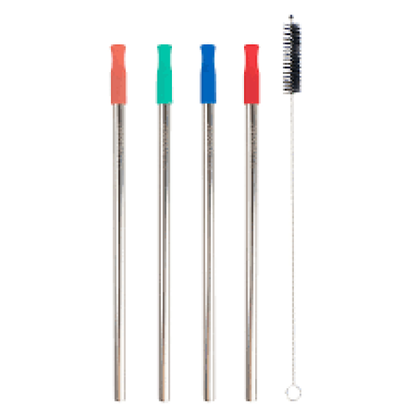 Ecovessel Stainless Straw Set with Tip 4pck