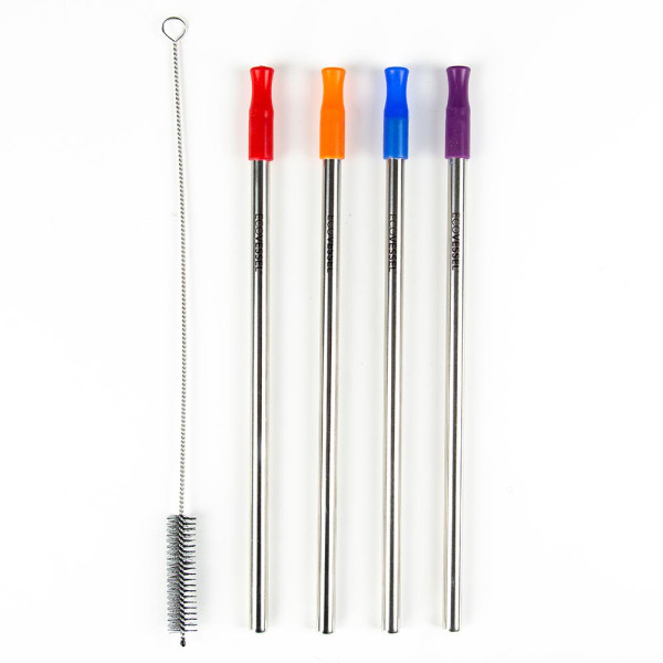 Ecovessel Stainless Straw Set with Tip 4pck