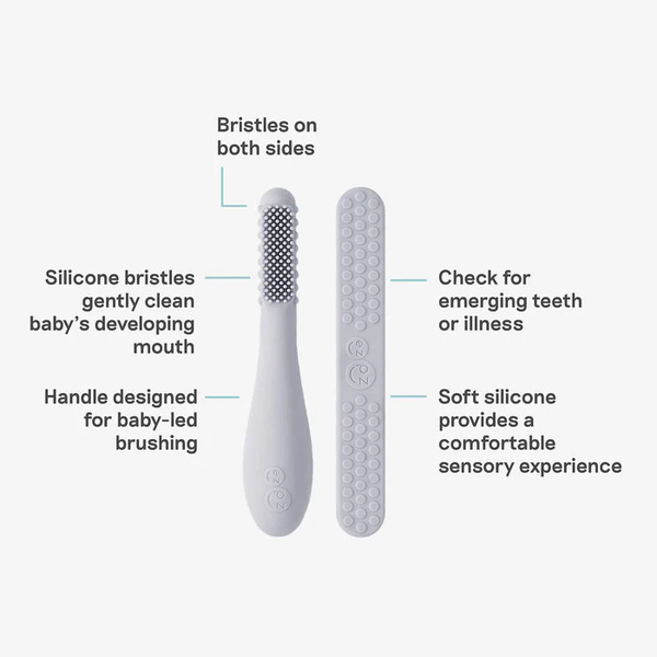 EZPZ  Baby Led Toothbrush and Tongue Depressor Pewter