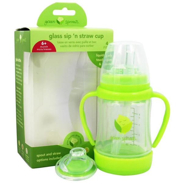 Green Sprouts Sip and Straw Glass Cup - 4oz