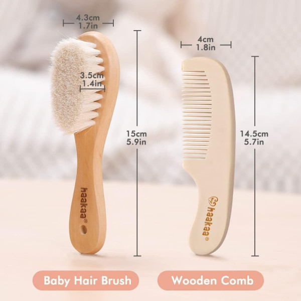 Haakaa Goat Wool Baby Hair Brush & Comb Set