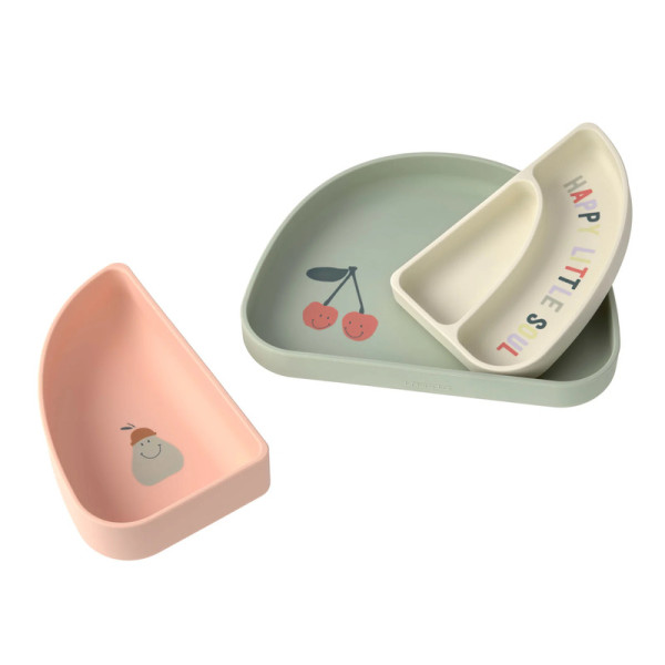 Lässig Silicone Suction Dish Set - Happy Fruits Cherry 