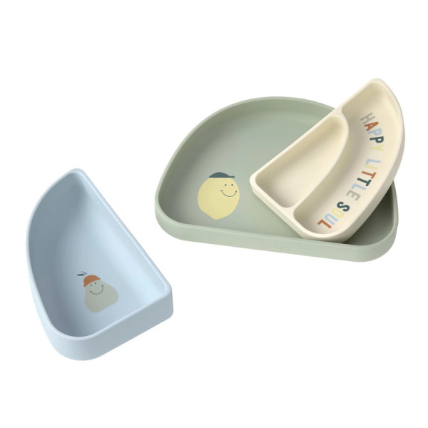 Lässig Silicone Suction Dish Set - Happy Fruits Lemon