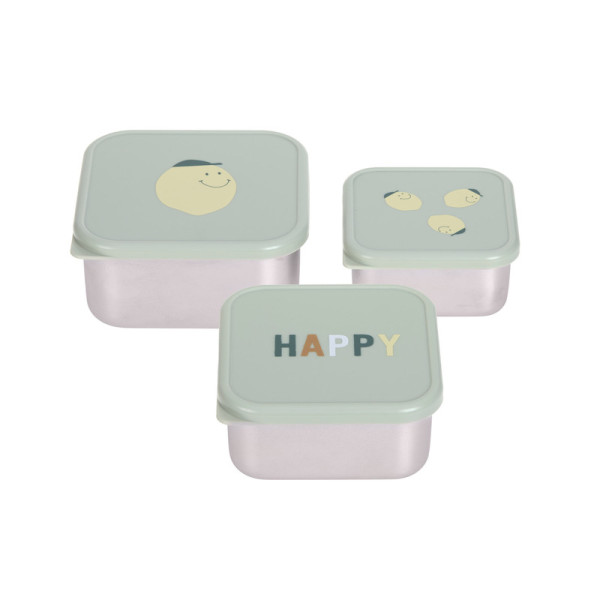 Lässig Snackbox Stainless Steel 3pcs - Happy Fruits Lemon 
