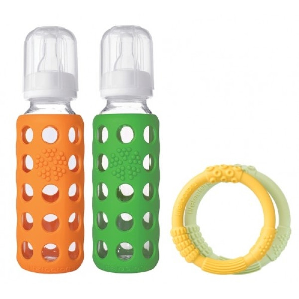 Life Factory 9oz Baby Bundle - Orange/Grass
