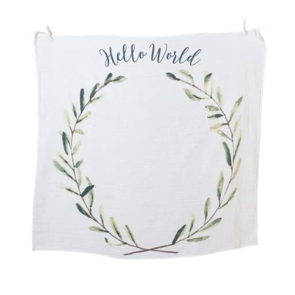 Lulujo Baby First Year Blanket and Card Set - Hello World