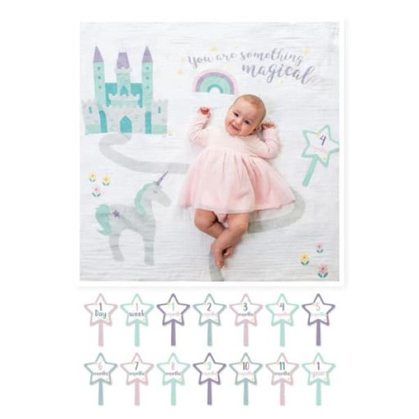 Lulujo Baby First Year Blanket and Card Set - Something Magical