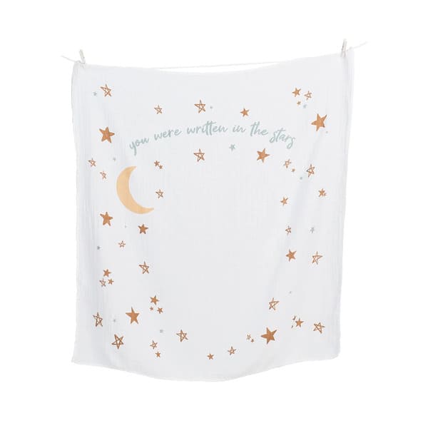 Lulujo Baby First Year Blanket and Card Set - Written In The Stars 