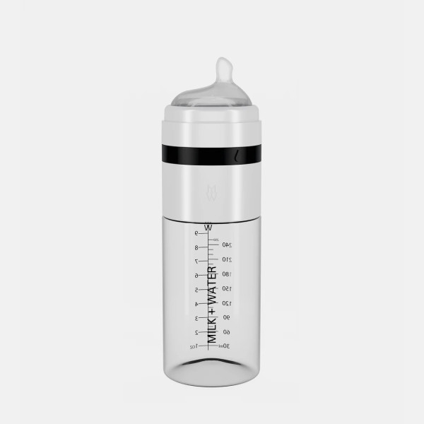 Milk+Water Glass  Bottle Fast Flow (6M+) 9oz Arctic White