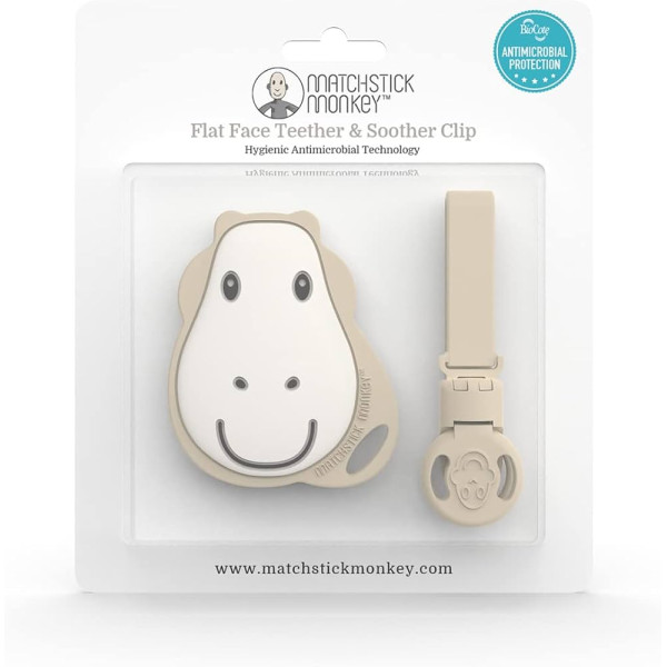 Matchstick Monkey Flat Face Teether & Clip- Lion and Giraffe