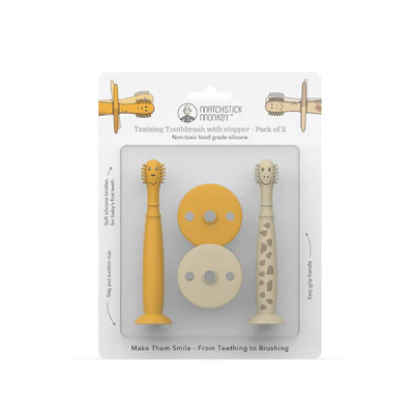Matchstick Monkey Toothbrush with Stopper - Lion/Giraffe