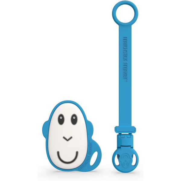Matchstick Monkey Flat Face Teether & Clip- Blue and Pink