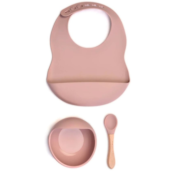 Milk It Baby Bib & Bowl Set - Dusty Pink