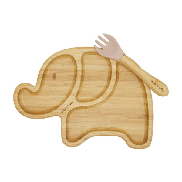 Milk It Baby Bamboo Elephant Suction-Plate and Fork Set
