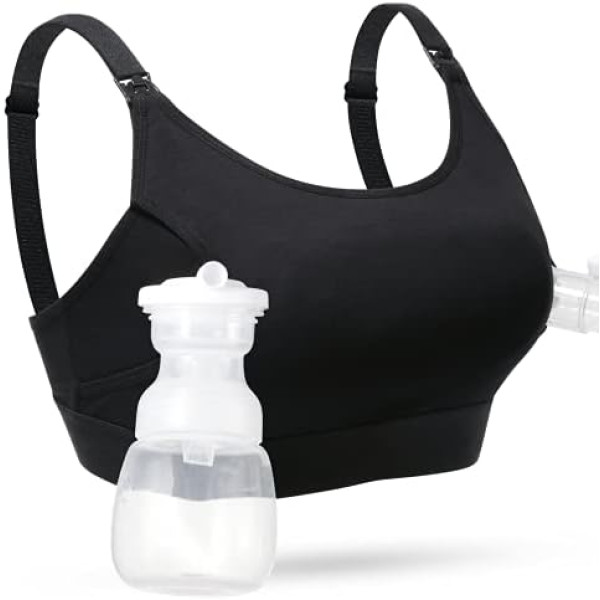 Momcozy Adjustable Breast Pumping and Feeding Bra Black
