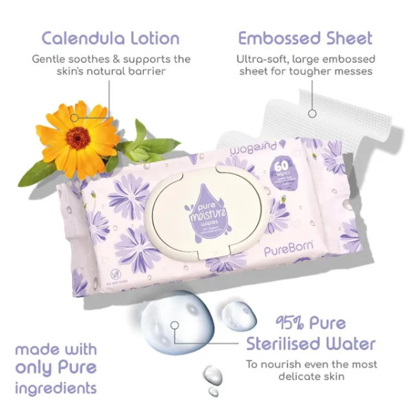 Pureborn Pure Moisture Wipes 60wipes