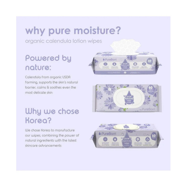 Pureborn Pure Moisture Wipes 60wipes