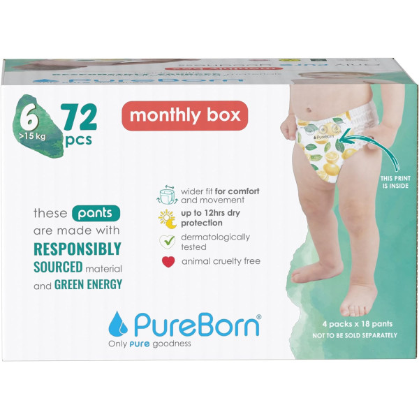 Pureborn Pull Ups Diaper Box #6 x 72