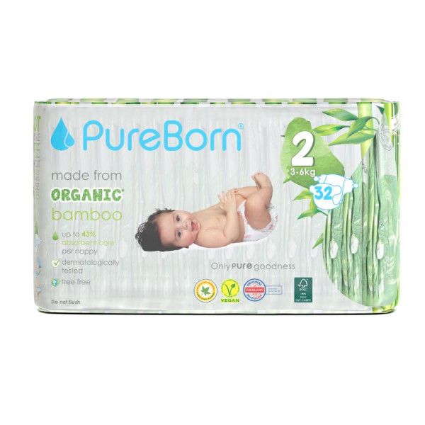 Pureborn Organic Diaper Single Size 2 x32's