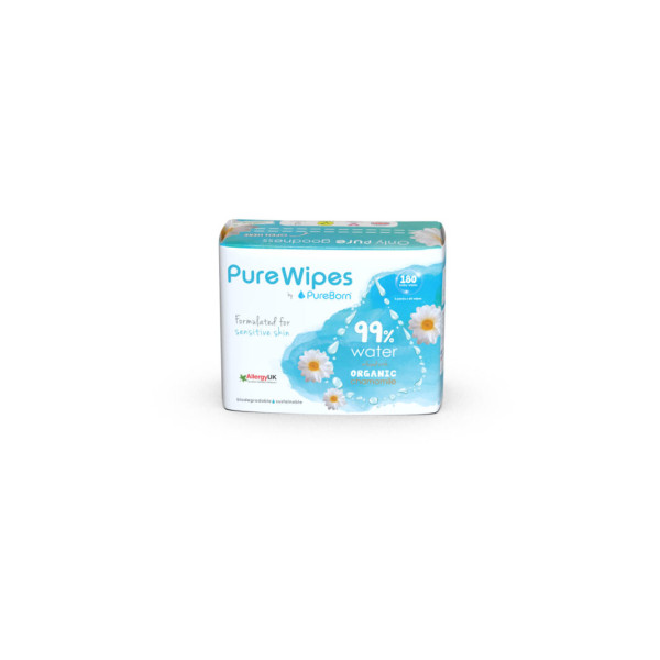 Pureborn PureWipes Baby Wipes with Chamomile 60's x 3