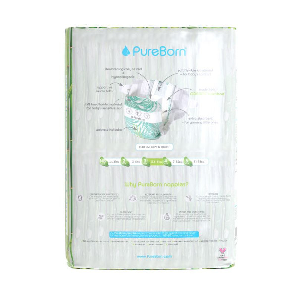 Pureborn Organic Diaper Double Pack Size 3 x56's