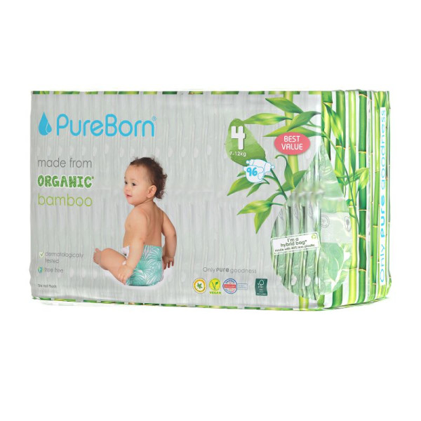 Pureborn Organic Diaper Master Pack Size 4 x96's