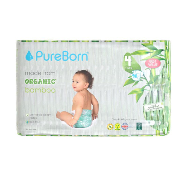 Pureborn Organic Diaper Master Pack Size 4 x96's