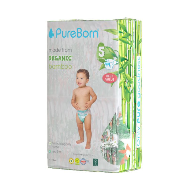 Pureborn Organic Diaper Double Pack Size 5 x 44's