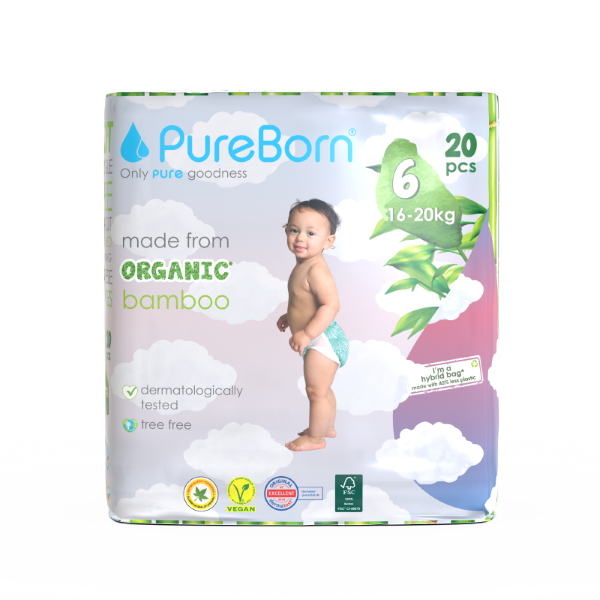 Pureborn Organic Diaper #6 x 20