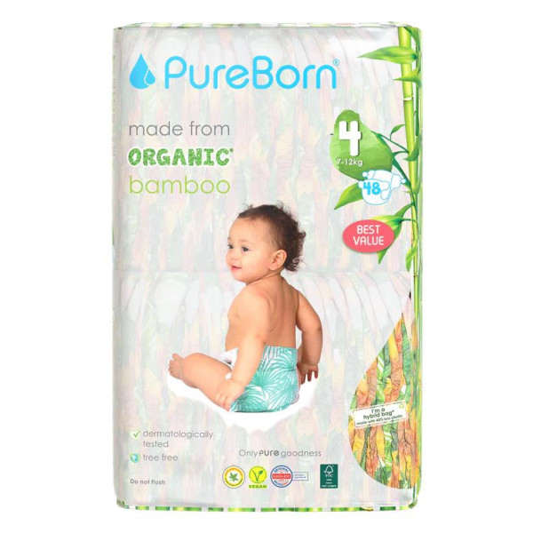 Pureborn Organic Diaper Double Pack Size 4 x48's