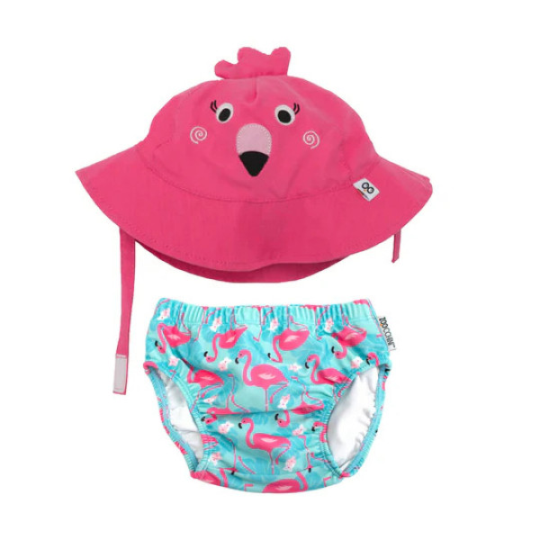 Zoocchini Baby Swim Diaper & Sun Hat Set Franny The Flamingo