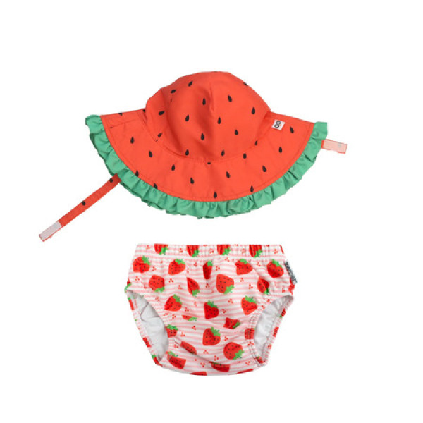 Zoocchini Baby Swim Diaper & Sun Hat Set Strawberry Delights