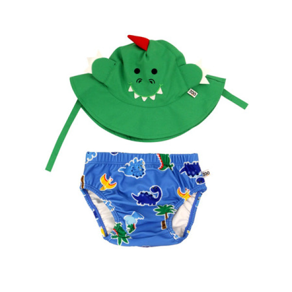 Zoocchini Baby Swim Diaper & Sun Hat Set Devin The Dino & Friends